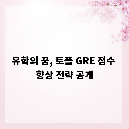 유학의 꿈, 토플 GRE 점수 향상 전략 공개