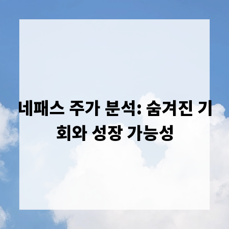 네패스 주가 분석: 숨겨진 기회와 성장 가능성