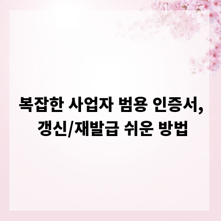 복잡한 사업자 범용 인증서, 갱신/재발급 쉬운 방법