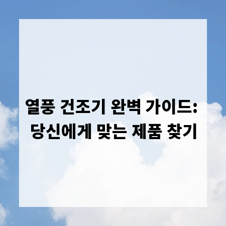 열풍 건조기 완벽 가이드: 당신에게 맞는 제품 찾기
