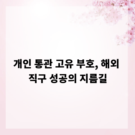 개인 통관 고유 부호, 해외 직구 성공의 지름길