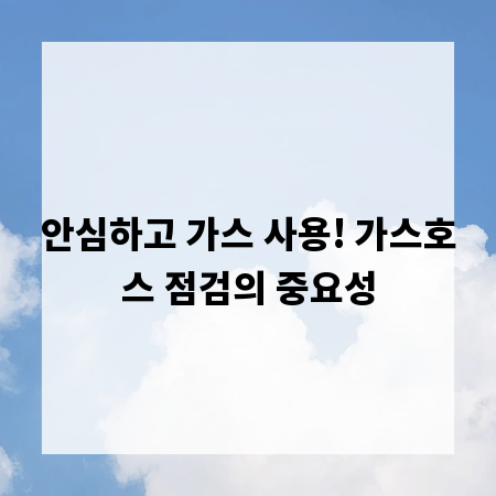 안심하고 가스 사용! 가스호스 점검의 중요성