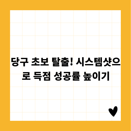 당구 초보 탈출! 시스템샷으로 득점 성공률 높이기