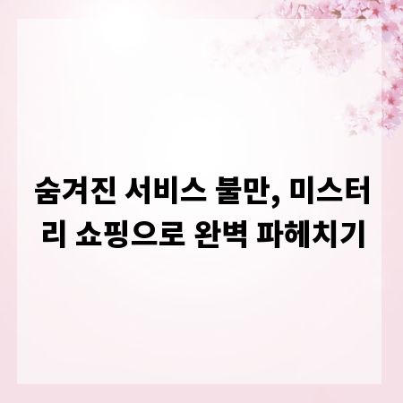 숨겨진 서비스 불만, 미스터리 쇼핑으로 완벽 파헤치기
