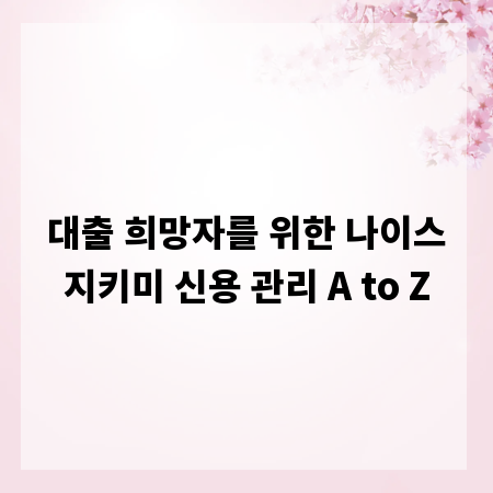 대출 희망자를 위한 나이스지키미 신용 관리 A to Z