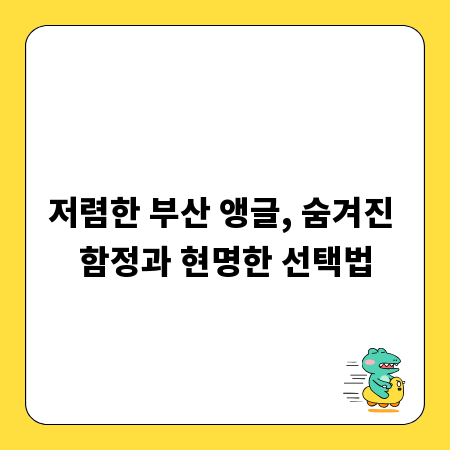 저렴한 부산 앵글, 숨겨진 함정과 현명한 선택법