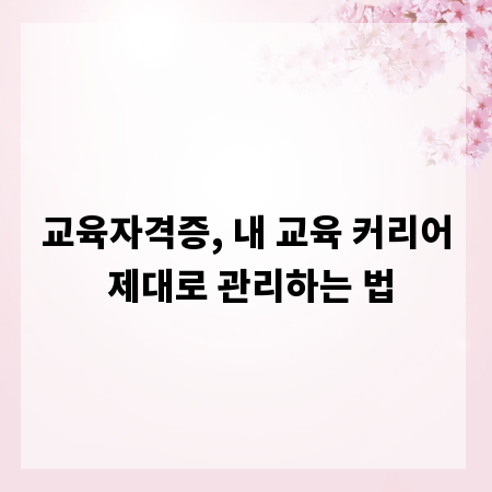교육자격증, 내 교육 커리어 제대로 관리하는 법