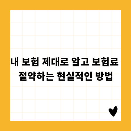 내 보험 제대로 알고 보험료 절약하는 현실적인 방법