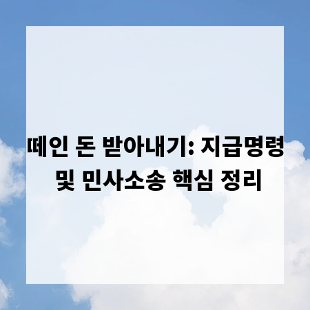떼인 돈 받아내기: 지급명령 및 민사소송 핵심 정리