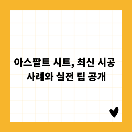 아스팔트 시트, 최신 시공 사례와 실전 팁 공개