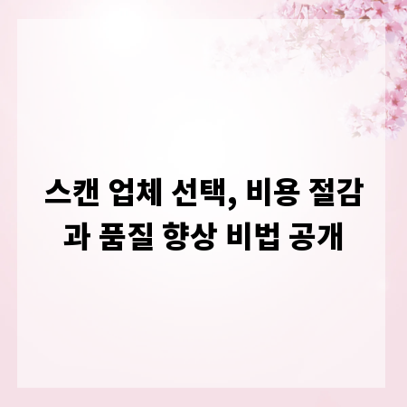 스캔 업체 선택, 비용 절감과 품질 향상 비법 공개