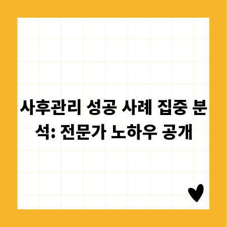 사후관리 성공 사례 집중 분석: 전문가 노하우 공개