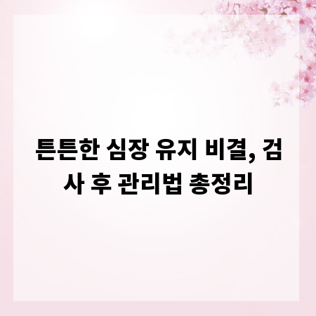 튼튼한 심장 유지 비결, 검사 후 관리법 총정리