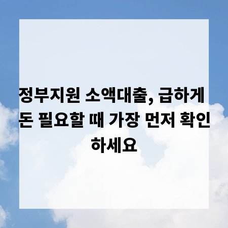 정부지원 소액대출, 급하게 돈 필요할 때 가장 먼저 확인하세요