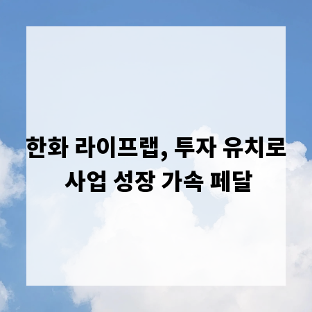 한화 라이프랩, 투자 유치로 사업 성장 가속 페달
