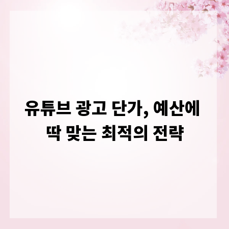 유튜브 광고 단가, 예산에 딱 맞는 최적의 전략