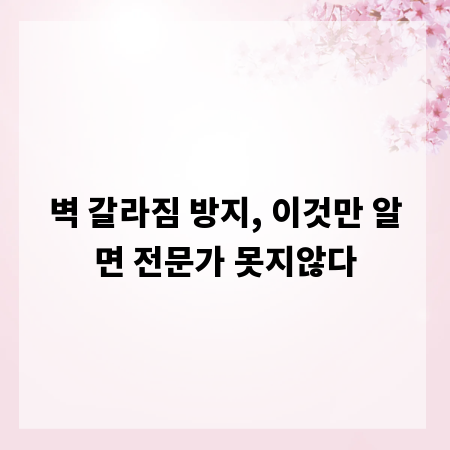 벽 갈라짐 방지, 이것만 알면 전문가 못지않다