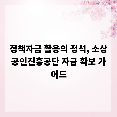 정책자금 활용의 정석, 소상공인진흥공단 자금 확보 가이드
