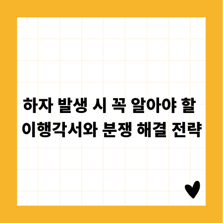 하자 발생 시 꼭 알아야 할 이행각서와 분쟁 해결 전략