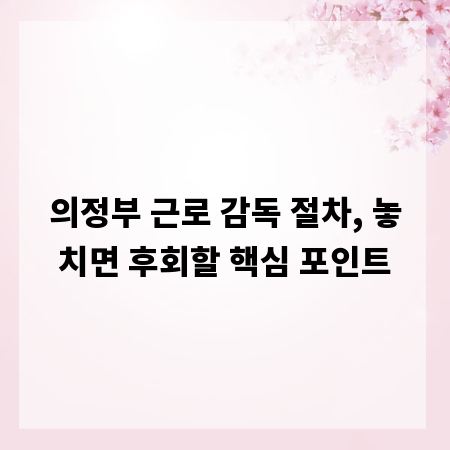 의정부 근로 감독 절차, 놓치면 후회할 핵심 포인트
