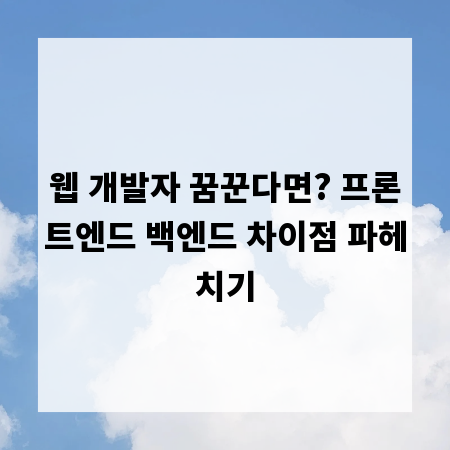 웹 개발자 꿈꾼다면? 프론트엔드 백엔드 차이점 파헤치기