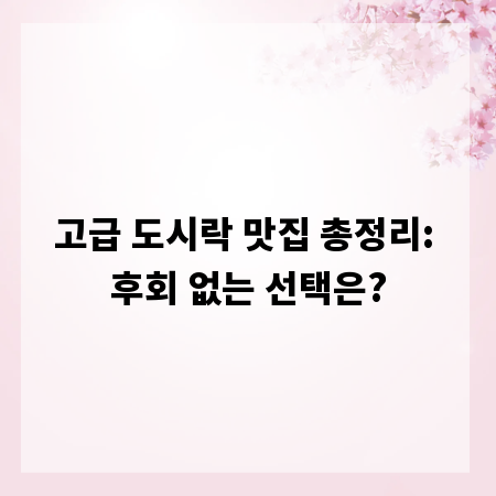 고급 도시락 맛집 총정리: 후회 없는 선택은?