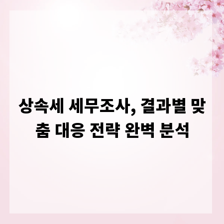 상속세 세무조사, 결과별 맞춤 대응 전략 완벽 분석