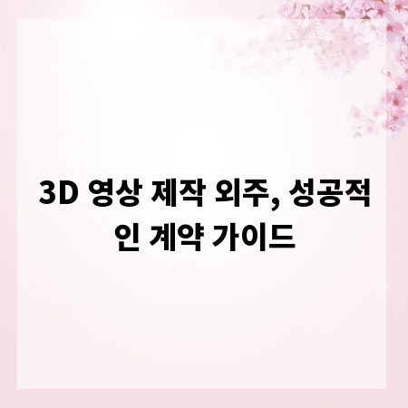 3D 영상 제작 외주, 성공적인 계약 가이드