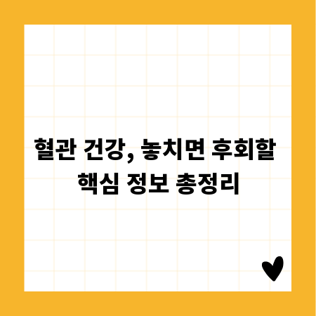 혈관 건강, 놓치면 후회할 핵심 정보 총정리