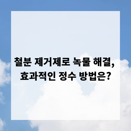 철분 제거제로 녹물 해결, 효과적인 정수 방법은?