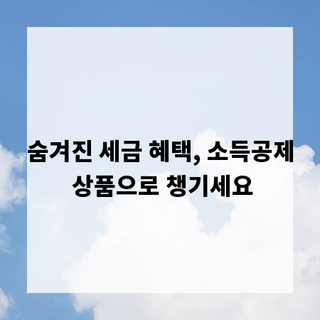 숨겨진 세금 혜택, 소득공제 상품으로 챙기세요