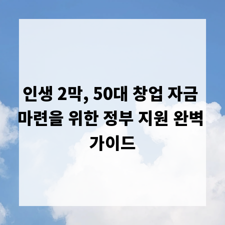 인생 2막, 50대 창업 자금 마련을 위한 정부 지원 완벽 가이드