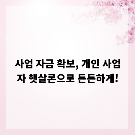 사업 자금 확보, 개인 사업자 햇살론으로 든든하게!