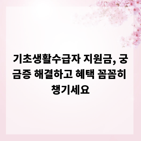 기초생활수급자 지원금, 궁금증 해결하고 혜택 꼼꼼히 챙기세요