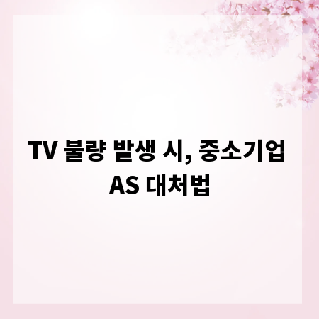 TV 불량 발생 시, 중소기업 AS 대처법