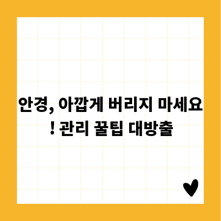 안경, 아깝게 버리지 마세요! 관리 꿀팁 대방출