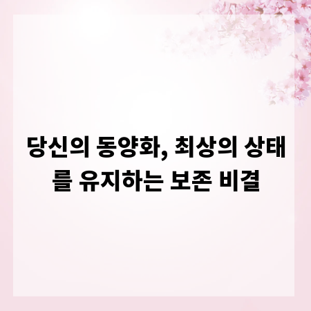 당신의 동양화, 최상의 상태를 유지하는 보존 비결