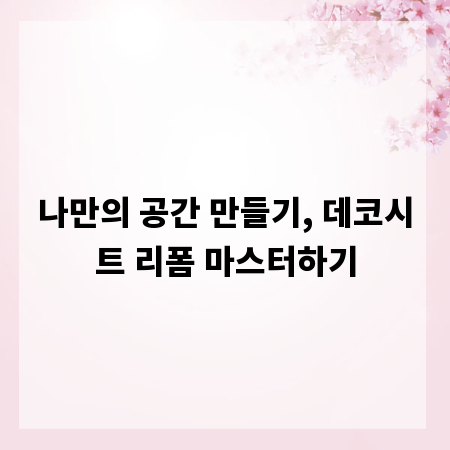 나만의 공간 만들기, 데코시트 리폼 마스터하기