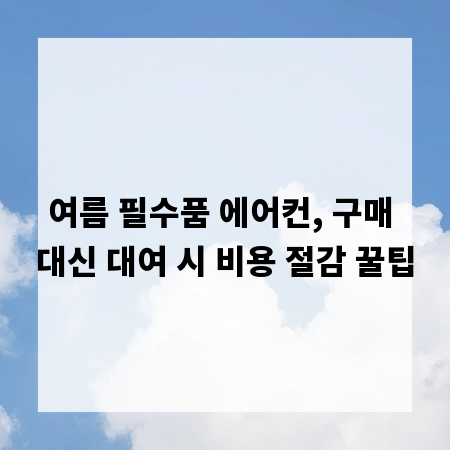 여름 필수품 에어컨, 구매 대신 대여 시 비용 절감 꿀팁
